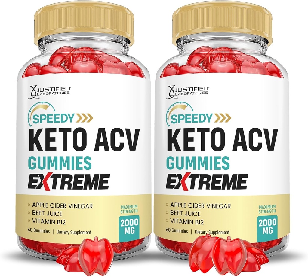 [BRSROZY6AB5WCGT5] Justified Laboratories (2 Pack Speedy Keto ACV Gummies Extreme 2000MG Speedy Keto Gummies Advanced Formula Apple Cider Vinegar with Pomegranate Beet Juice Powder B12 Vegan Non GMO 60 Gummys