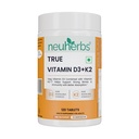 Neuherbs Vitamin D3 (600 IU) Tablets with K2 MK7 | True Vitamin D3 to Supports Bone Strength, Immunity & Heart Health | Vegetarian D3 Supplement for Men & Women | 120 Tablets