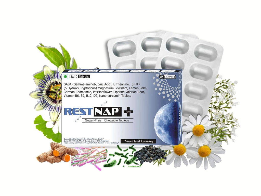 Restnap +Plus (LeeWell) Chewable Sleeping Pills Supplement - 30 Tablets