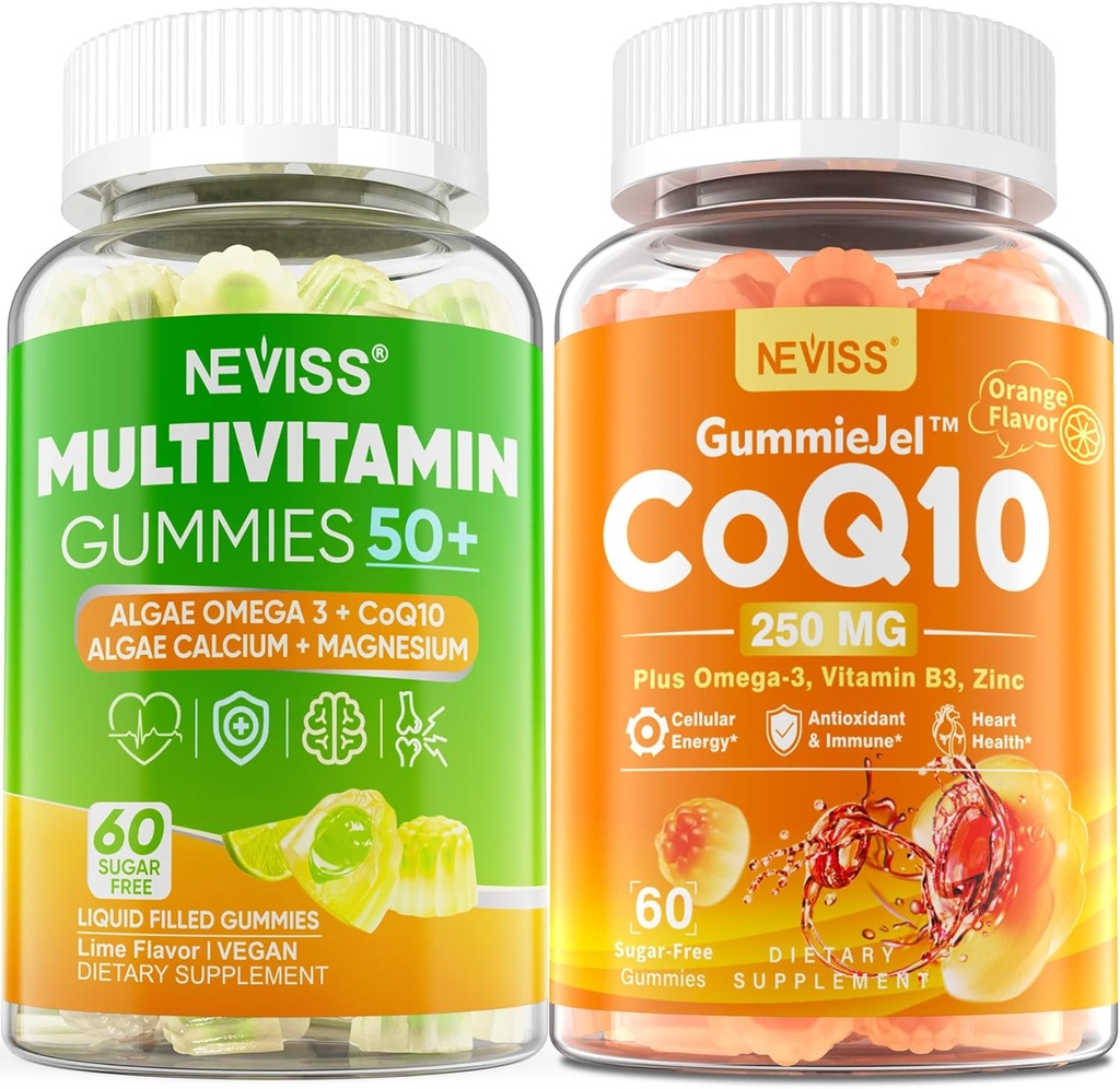 NEVISS Bundle - Women&Men 50+ Multivitamin 1 Pack + CoQ10 250mg Gummies