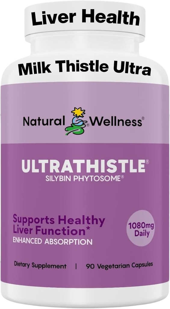 Natural Wellness UltraThistle® Advanced Milk Thistle – Herbal Liver Cleanse & Detox Supplement with Patented Silybin Phytosome – Supports Liver Health, Brain Function & Antioxidant Protection – 30 Day