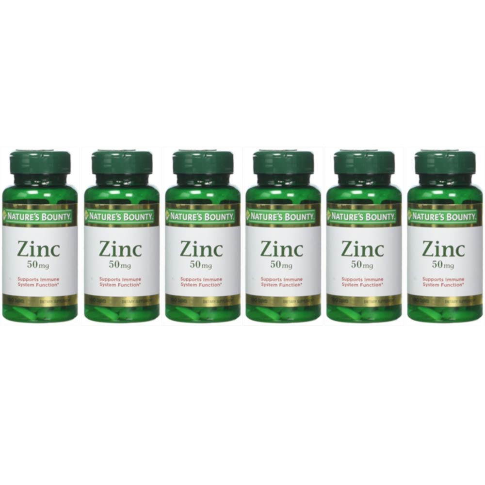 Nature's Bounty Zinc 50 mg Caplets 100 ea Pack of 6