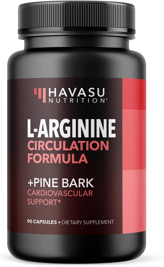 L-Arginine 1800mg and Pine Bark Extract 100mg - Nitric Oxide Supplement for Men - Performance Supplement for Men's Health - 90 Count - Endurance, Recovery Support - Vegan, Non-GMO Capsules
