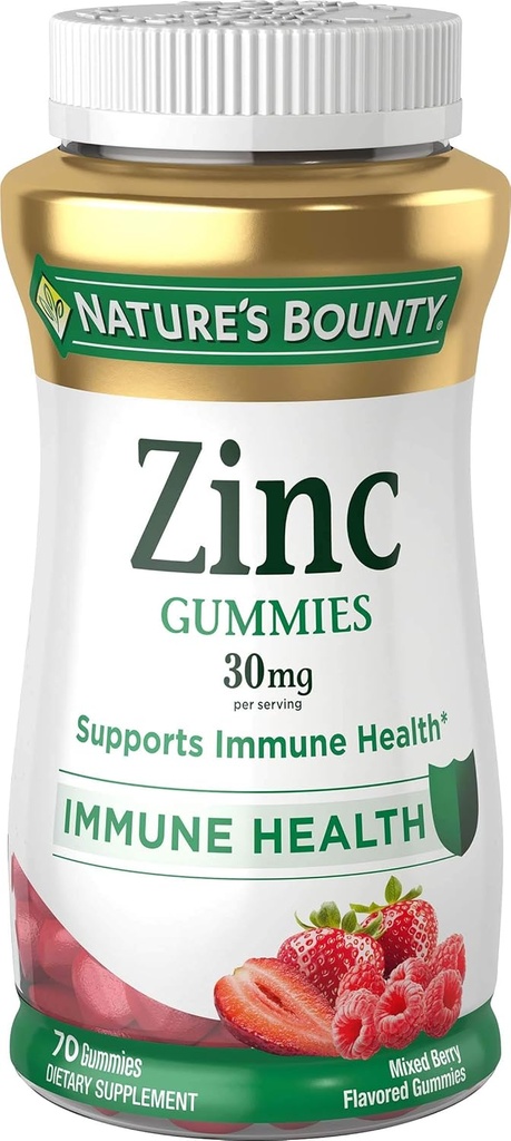 [BRSWYGQ2OR4GMDL5] Nature's Bounty Zinc Gummies by Nature's Bounty 30mg 70 Mixed Berry Flavored Gummies, 70 Count