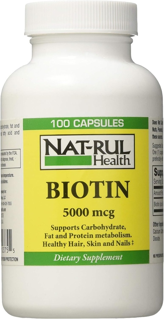 [BRSWIYD5AQIWMEDM] NAT-Rul Biotin 5000 mcg Capsules 100 ea