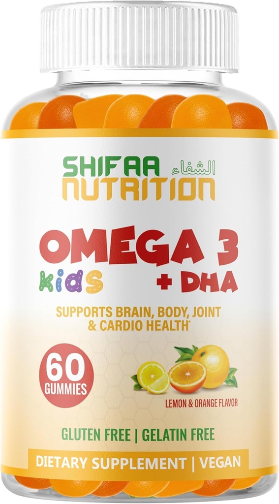Gelatin Free Kids Omega 3 Gummies w/DHA 30 Servings. Plant-Based Omega 3 for Kids. Gluten Free & Non-GMO DHA Gummies. Children Omega 3 Gummies for Kids. Omega 3 Kids to Support Brain & Immune System