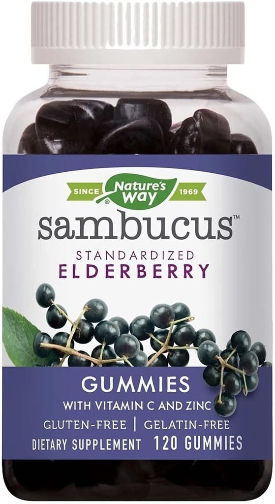 [BRSW2ZYROYCQIFAZ] Nature's Way Sambucus Elderberry with Vitamin C and Zinc, 120 Gummies