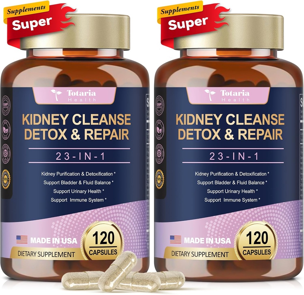 (2 P) Kidney & Liver Cleanse Detox & Repair Capsules, Chanca Piedra & Cranberry Pills for Liver & Kidney Support Supplement Extra Strength for Stones Dissolver, Urinary Tract Health for Woman