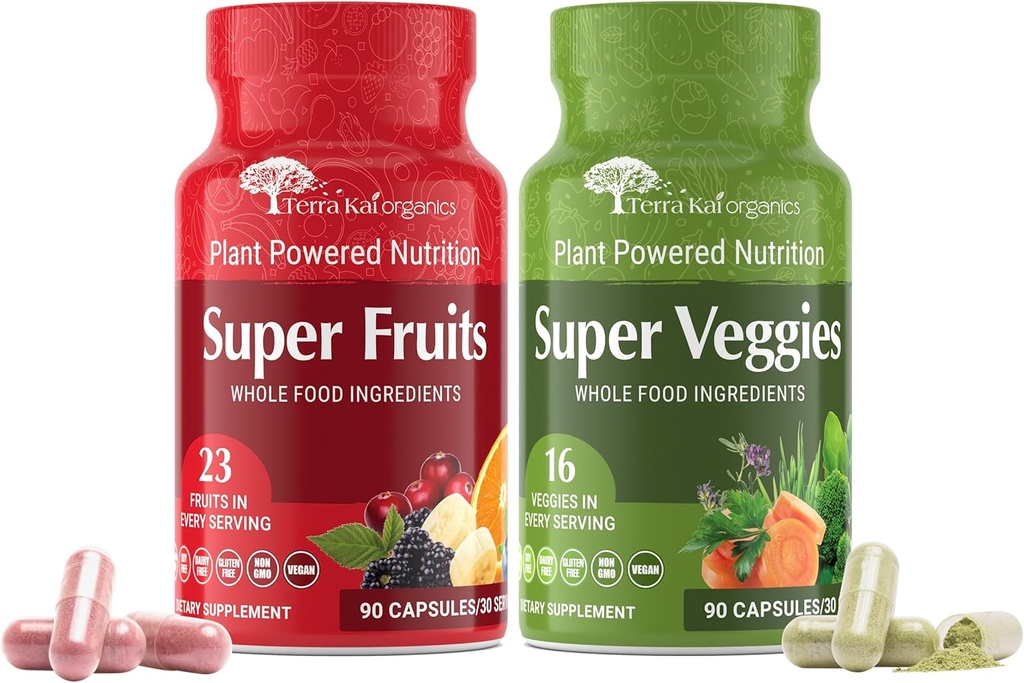 Juce Original Formula - Super Fruit & Veggies Supplement - Gluten/Gelatin Free, Soy Free & Vegan- Reds & Greens Superfood Capsules- 23 Fruits & 16 Vegetables (180 Count)