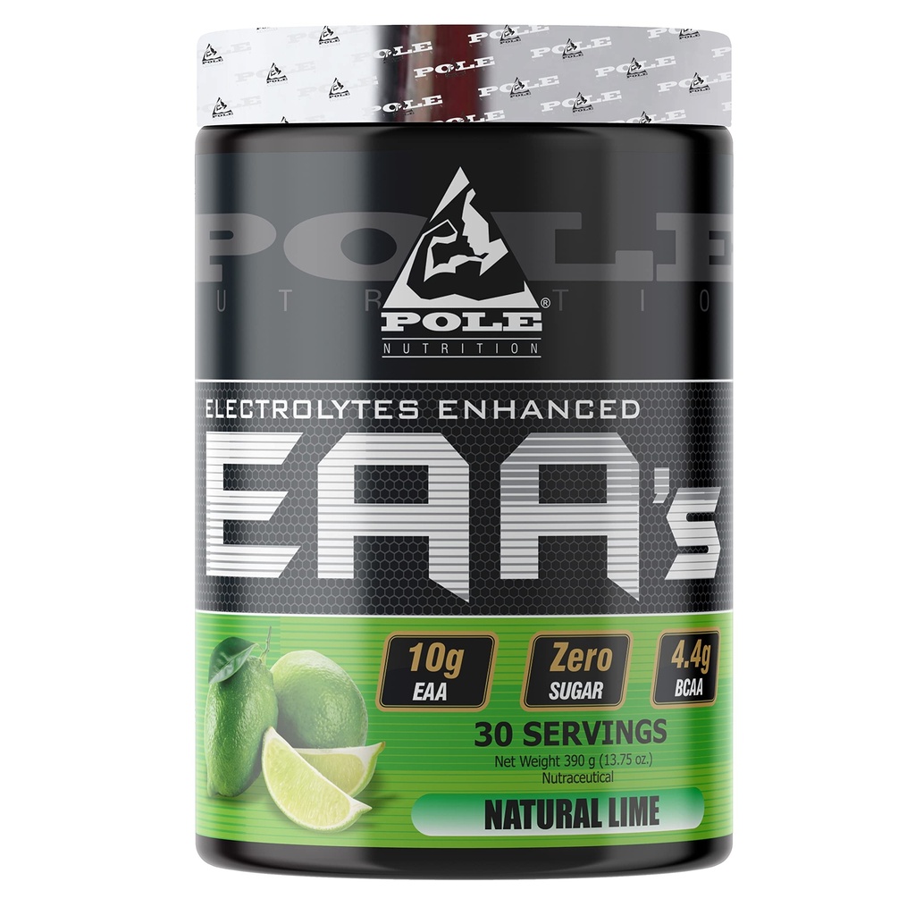 Pole Nutrition EAA Electrolytes - Enhanced, Zero Sugar, Natural Lime Flavour | 390g, 30 Servings | Premium Amino Acid & Hydration Formula
