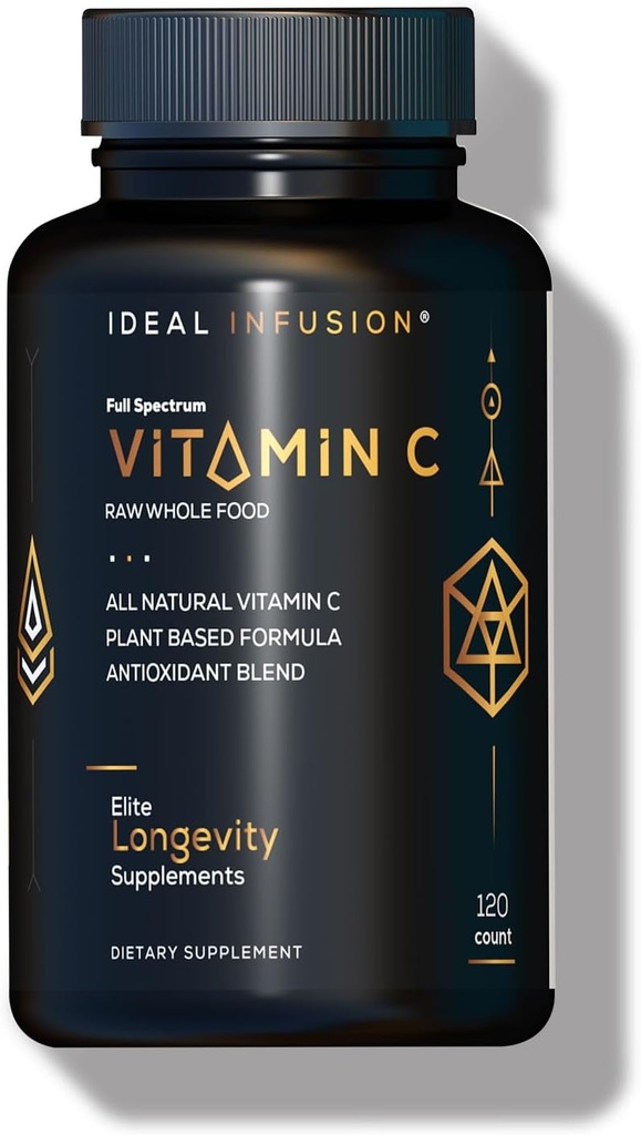 Ideal Infusion Raw Whole Food Vitamin C Complex: Organic Vitamin C from Oranges and Berries with Natural Food Based Bioflavanoids (60 Servings) No Synthetic Ascorbic Acid