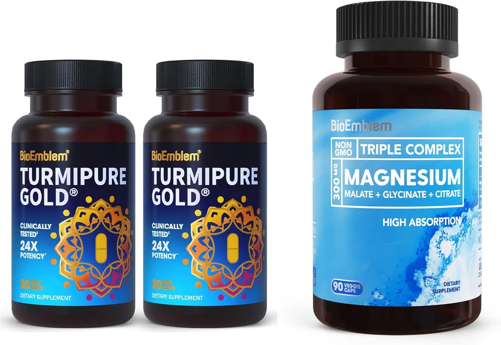 BioEmblem Turmeric Curcumin with Clinically Studied TurmiPure Triple Magnesium Complex