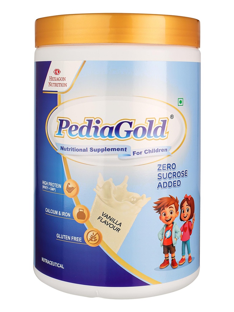 PediaGold Nutrition Mix Powder for Children | For 2-14 Years | Vanilla-950g | Zero Sucrose | 6g protein per serving | Supports Overall Health Boosts Immunity | Nutritional Supplement for Kids Growth