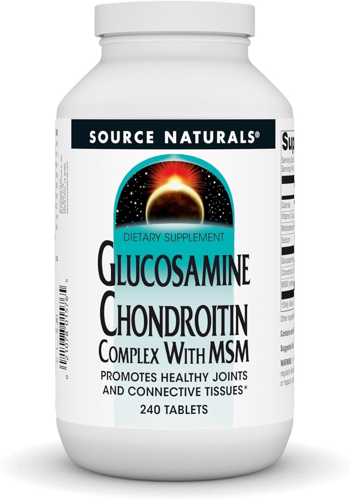 Source Naturals Glucosamine Chondroitin Complex with MSM, Promotes Healthy Joints and Connective Tossues* - 240 Tablets
