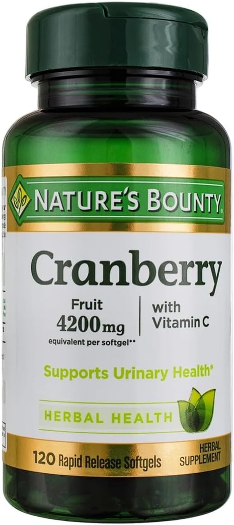 Nature's Bounty Cranberry Fruit Softgels 4200mg plus Vitamin C, 100 count