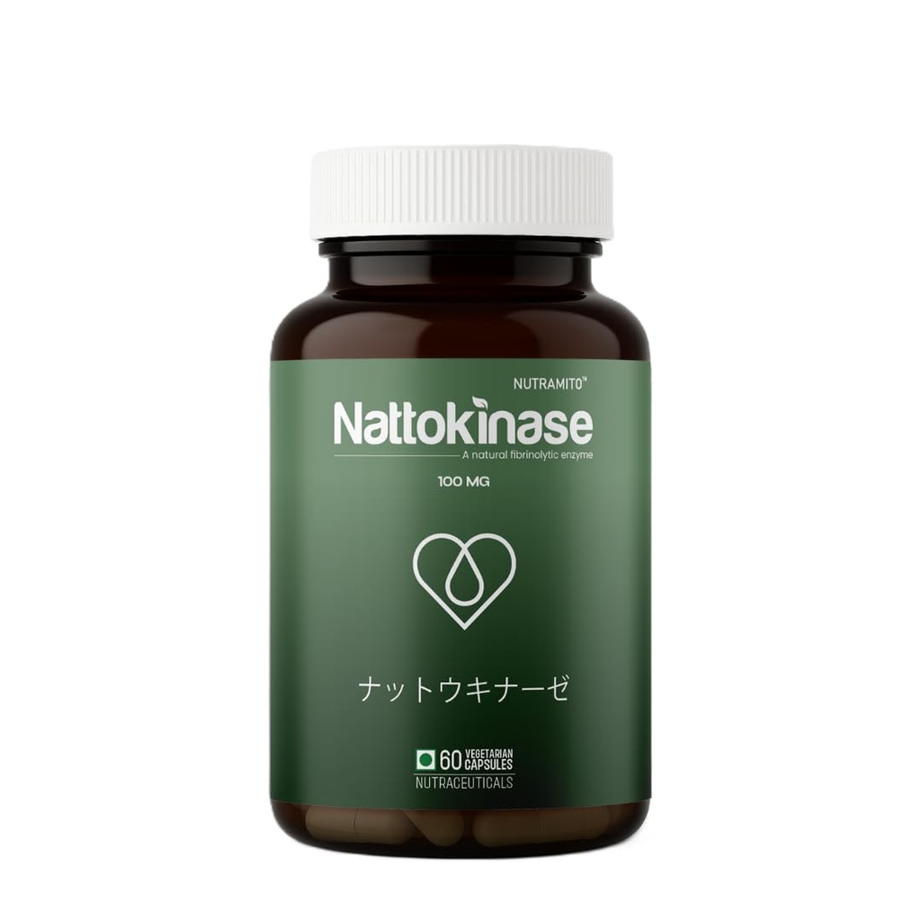 Nattokinase supplement by Nutramito, 100mg (2000 FU), 60 Vegetarian Capsules, Natural Enzyme Supplement for Heart Health, GMP Certified Supports Heart Health & Smooth Circulation