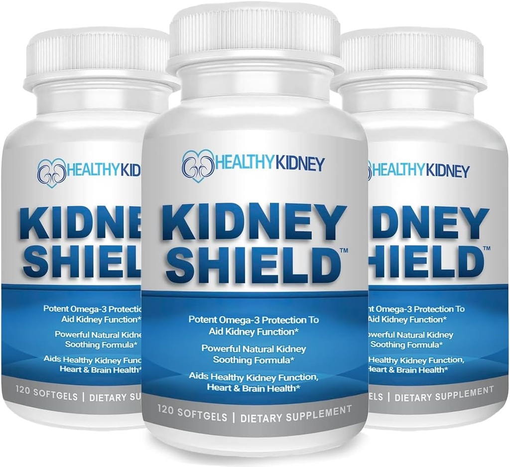 Kidney Shield 120 Caps Kidney Supplement Omega 3 - (3 Pack)