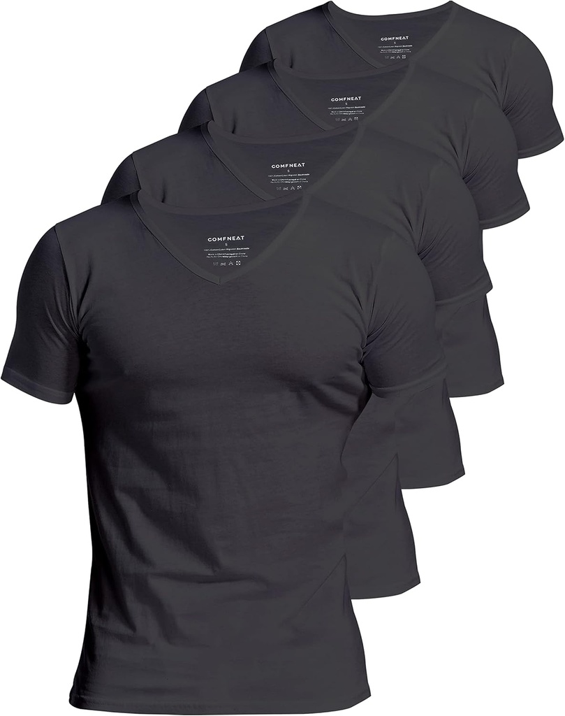 Comfneat Men's Undershirts 100 Percent Cotton Underclothing Comfy V-Neck T-Shirts (4-Pack/6-Pack)