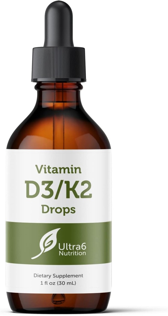 Vitamin D and K2 Drops - Liquid Vitamin D3 with K2 Supplements for Adults - Easy-to-Take, Flavor-Free, Highly Absorbable VIT D3 and K2 Supplements, Made in USA (30 ml)