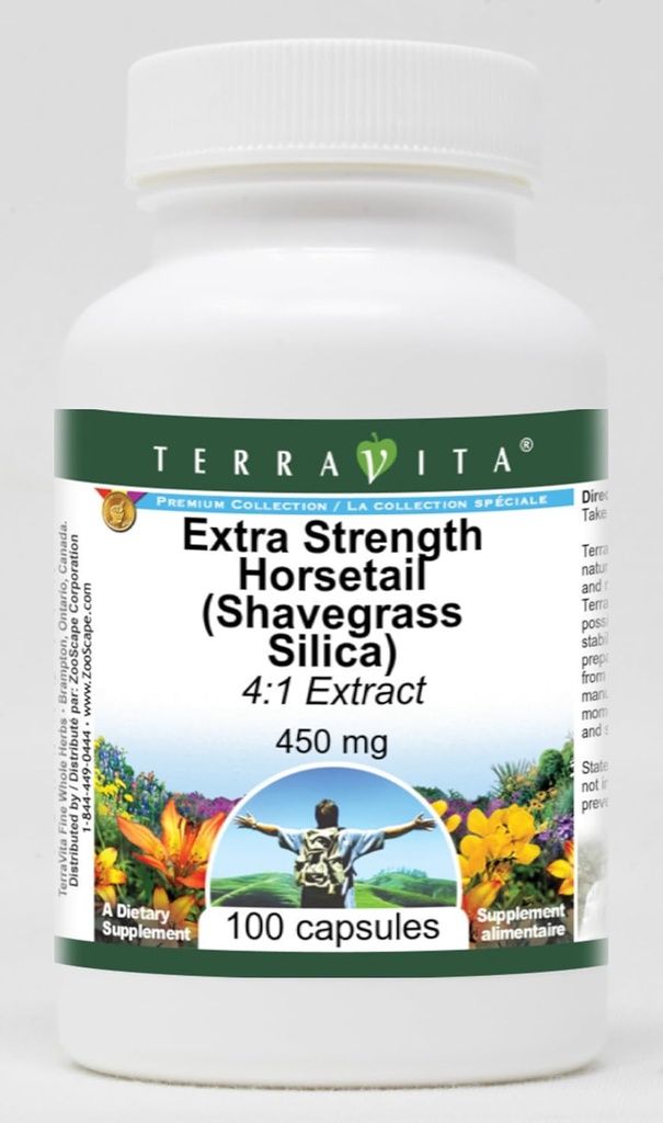 Extra Strength Horsetail (Shavegrass Silica) 4:1 Extract - 450 mg (100 Capsules, ZIN: 514199)