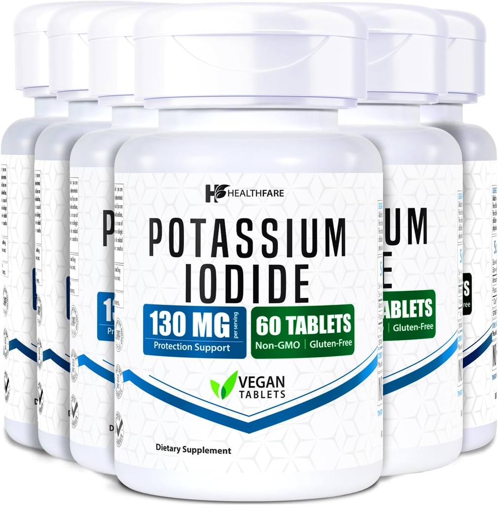 Potassium Iodide Tablets | 130 mg | 360 Fast-Dissolving Tablets (6 Pack) | Ki Pills | Long Shelf Life | Non-GMO