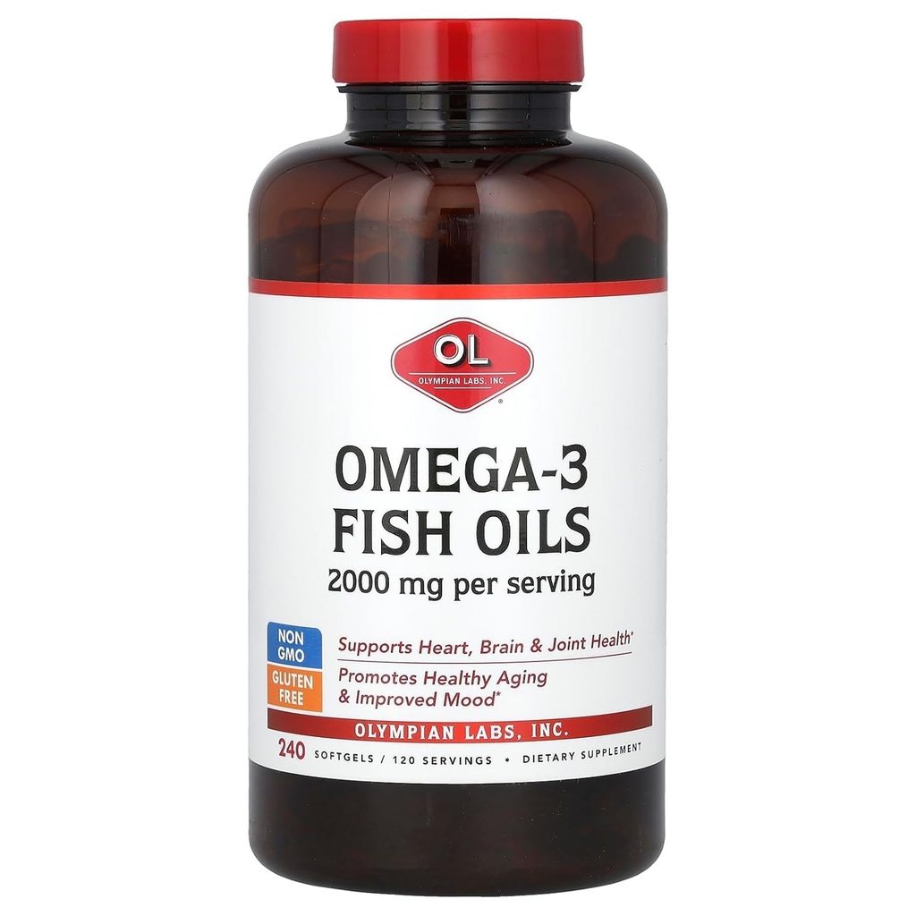 Olympian Labs Omega-3 Fish Oils, 2,000 mg, 240 Softgels (1,000 mg per Softgel)