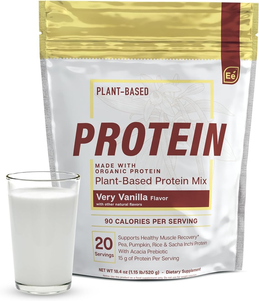 Essential Elements Pea Protein Powder - Very Vanilla | Low-carb Plant-Based Vegan Blend - Keto-Friendly and Gluten-Free | 20 Servings, 18oz