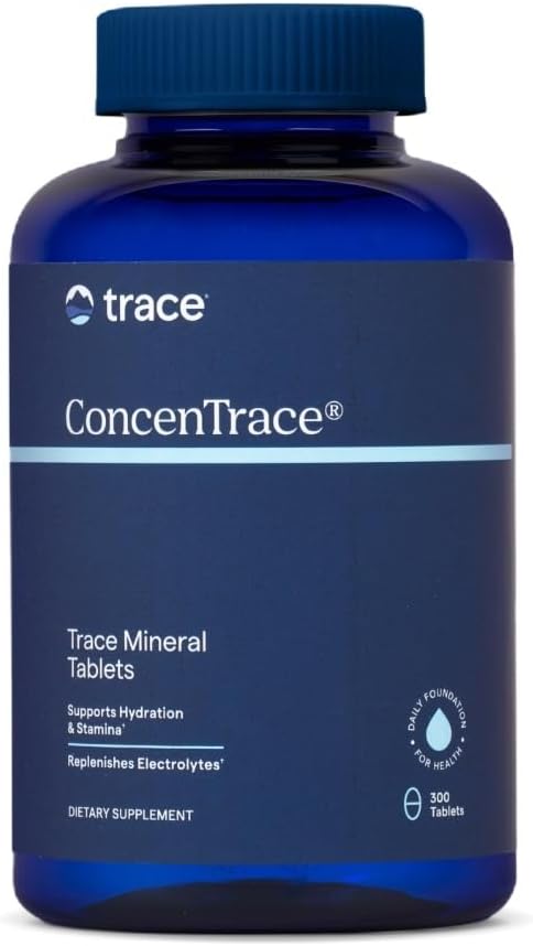Trace Minerals ConcenTrace Trace Mineral Tablets - Supplement for Bone & Joint Support - Aids Hydration & Electrolyte Restoration - 300 Tablets (100 Servings)