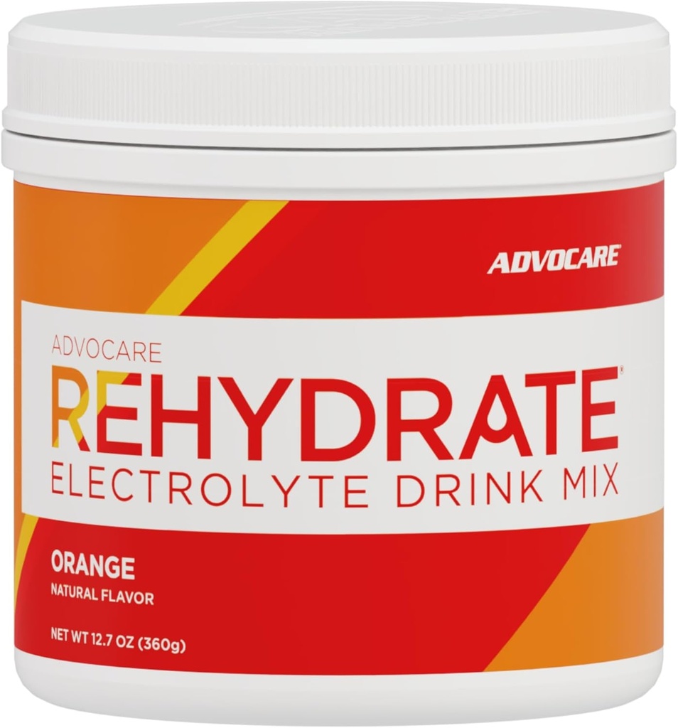 AdvoCare Rehydrate Electrolyte Drink Mix - Hydration & Recovery Drink with Sodium, Potassium & More - Orange, 12.7 oz