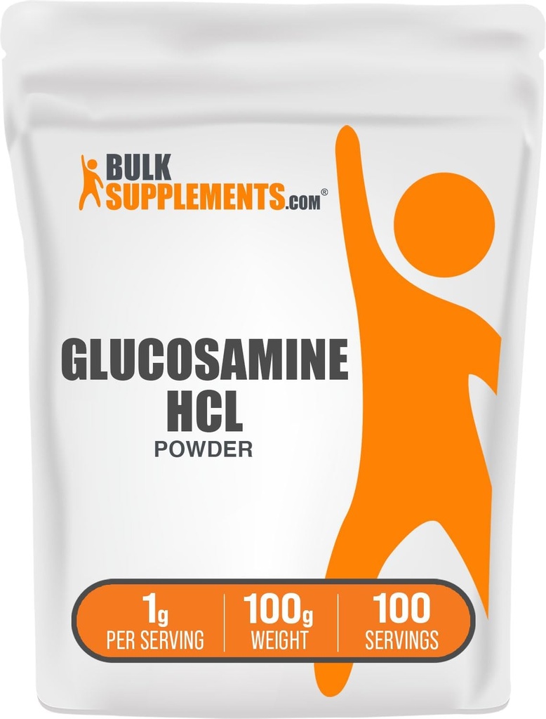 BulkSupplements.com Glucosamine HCl Powder - Glucosamine Supplement, Joint Support Supplement - Gluten Free, 1g per Serving, 100g (3.5 oz) (Pack of 1)