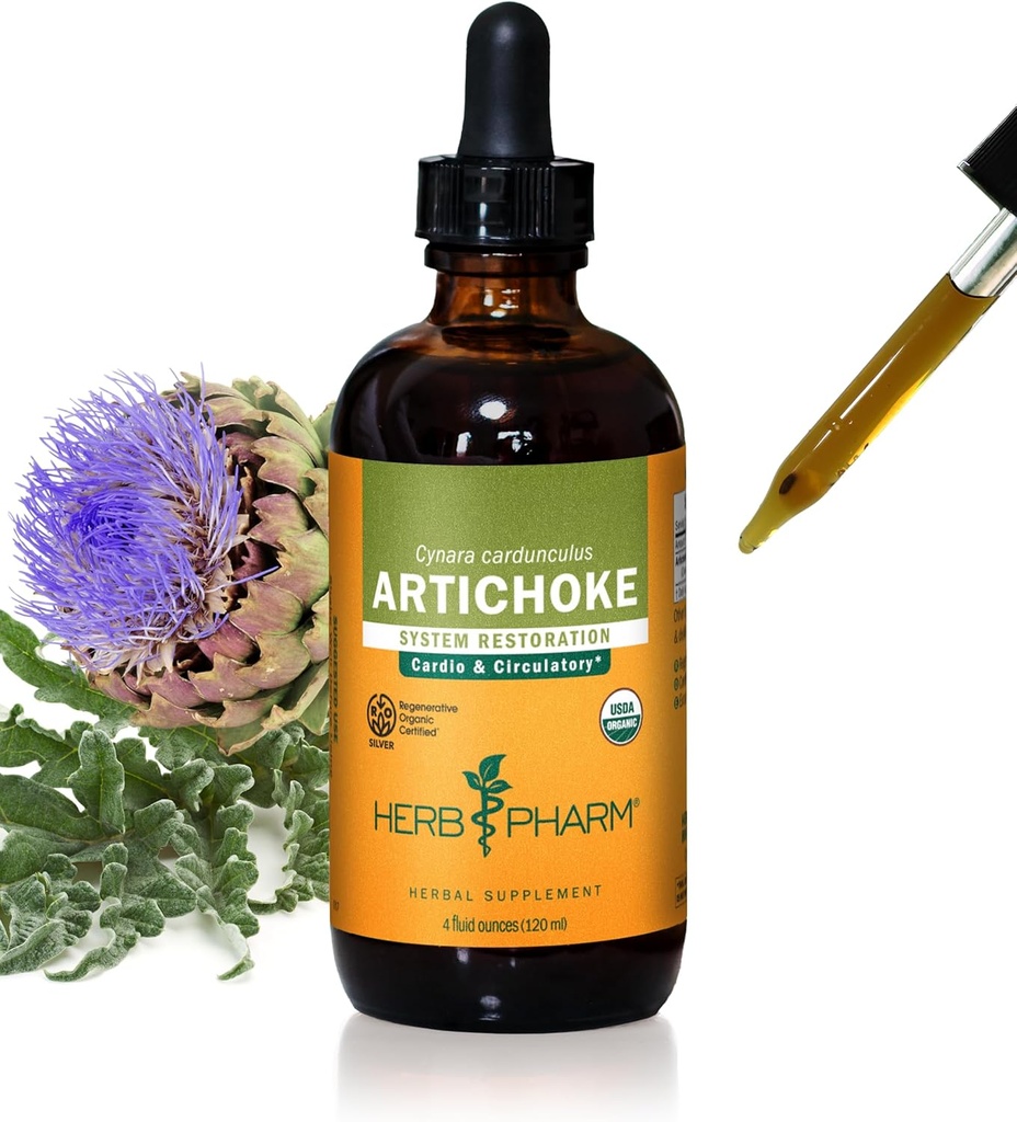 Herb Pharm Certified Organic Artichoke Liquid Extract for Cardiovascular and Circulatory Support - 4 Ounce