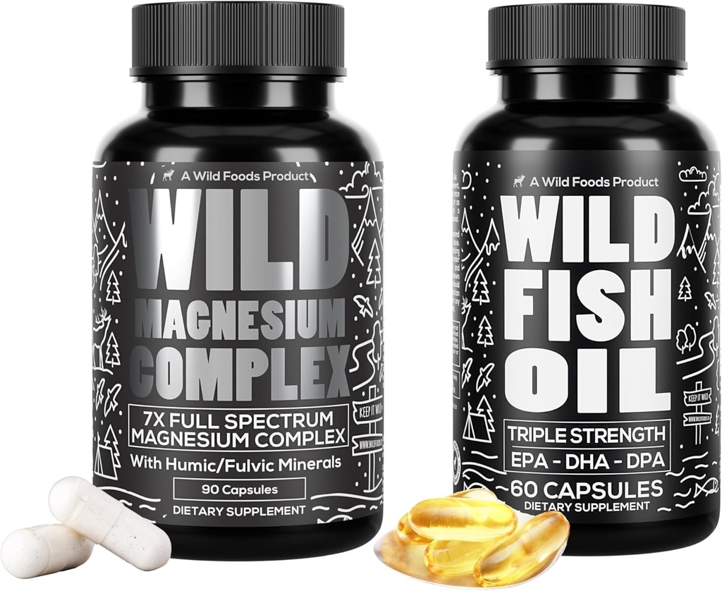Wild Magnesium Complex 7X & Fish Oil Omega 3 Supplements