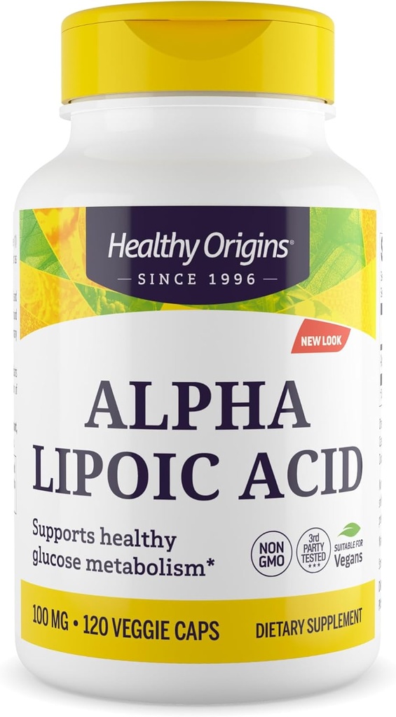 Healthy Origins Alpha Lipoic Acid, 100 mg - Alpha Lipoic Acid Supplement - Antioxidant Support - Gluten-Free Supplement - 120 Veggie Capsules