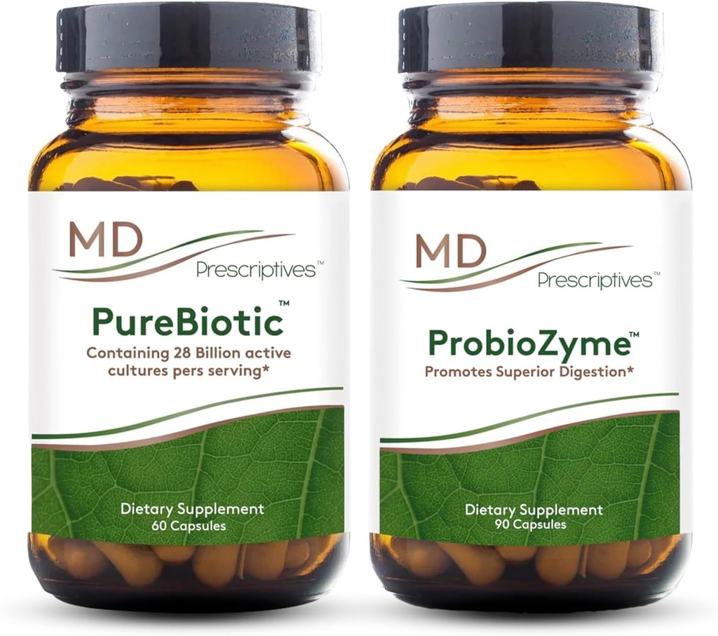 PureBiotic and ProbioZyme Bundle - Digestive & Gut Health Supplement - 60 Capsules/90 Capsules