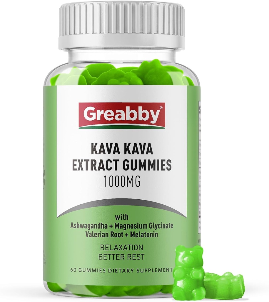 [BRSRMCY3CR6RMCI3] Kava Kava Gummies 1000mg Per Serving, Sleep Support, Natural Lemon Flavor, 60 Vegan Gummies, Stress Relief & Relaxation Supplement