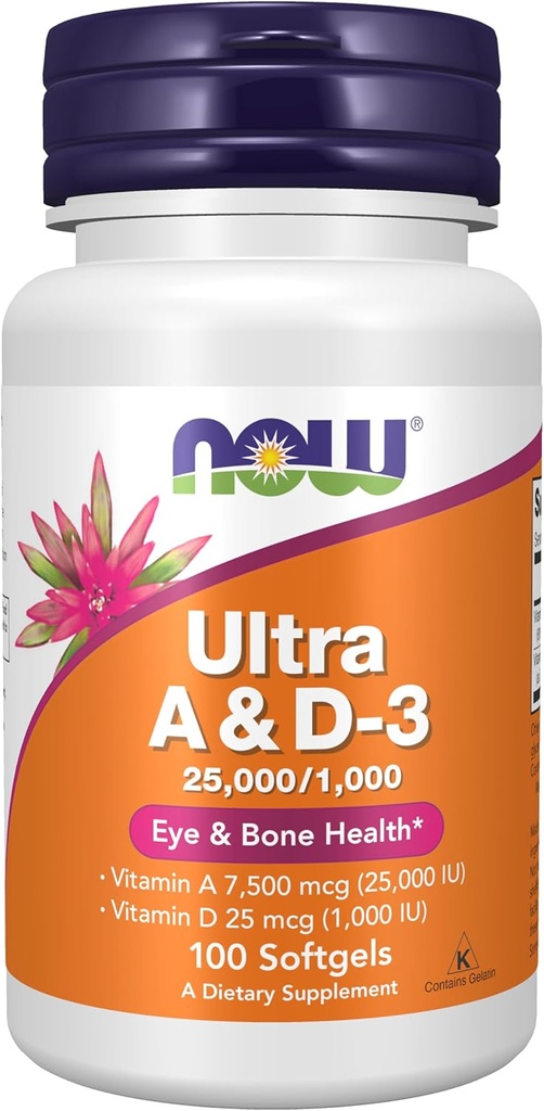 [BRSWIY3YCYJQKFI3] NOW Foods Supplements, Vitamin A & D3 25,000/1,000 IU, Eye Health*, Essential Nutrition, 100 Softgels