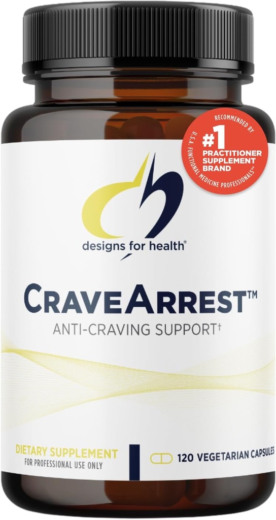 Designs for Health CraveArrest - L-Tyrosine Anti-Craving Support Supplement with 5-HTP, B6, Rhodiola, B12 - Designed for Serotonin + Dopamine Support (120 Capsules)