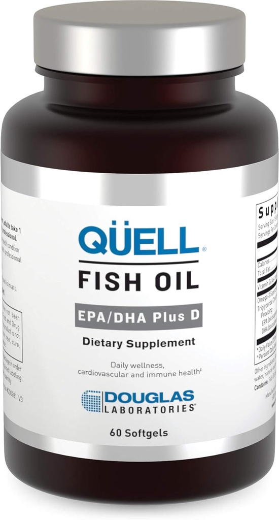 Douglas Laboratories Quell Fish Oil EPA/DHA Plus D | 3:2 Ratio of EPA to DHA Essential Omega 3 Fatty Acids Plus 1,000 I.U. of Vitamin D3* | 60 Softgels