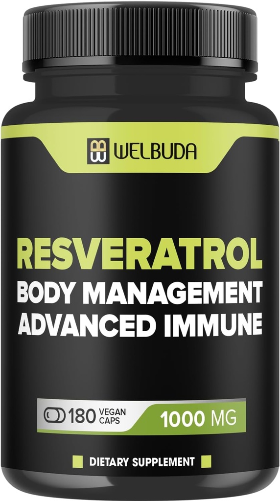 180 Capsules - Trans-Resveratrol Powder Extract 30:1 with Olive Leaf, Quercetin & More - Combined Formula for Immunity, Heart Health & Body Management Support