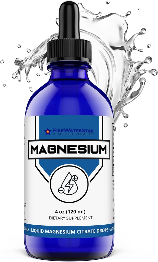 FWS Liquid Magnesium Citrate Supplement for Adults and Kids, Pure Magnesium Citrate, Organic, Non-GMO, Vegan, Supports Sleep Calm Energy Muscles Nerves, Easy Adjustable Dosing, 4 Month Supply, 4 oz