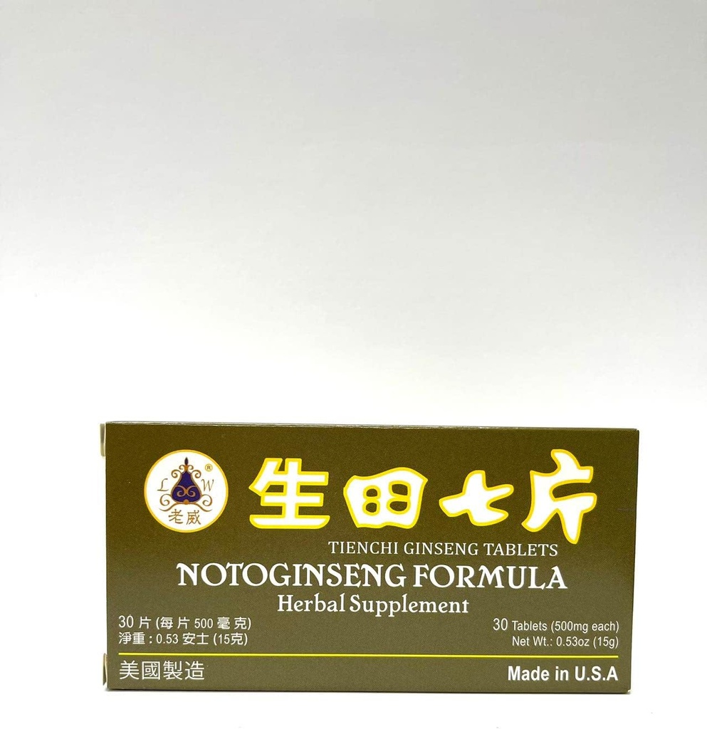 Notoginseng Formula - Tienchi Ginseng Tablets Herbal Supplement Helps for Promote Circulation & The Body's General Well Being 500mg 30 Tablets Made in USA