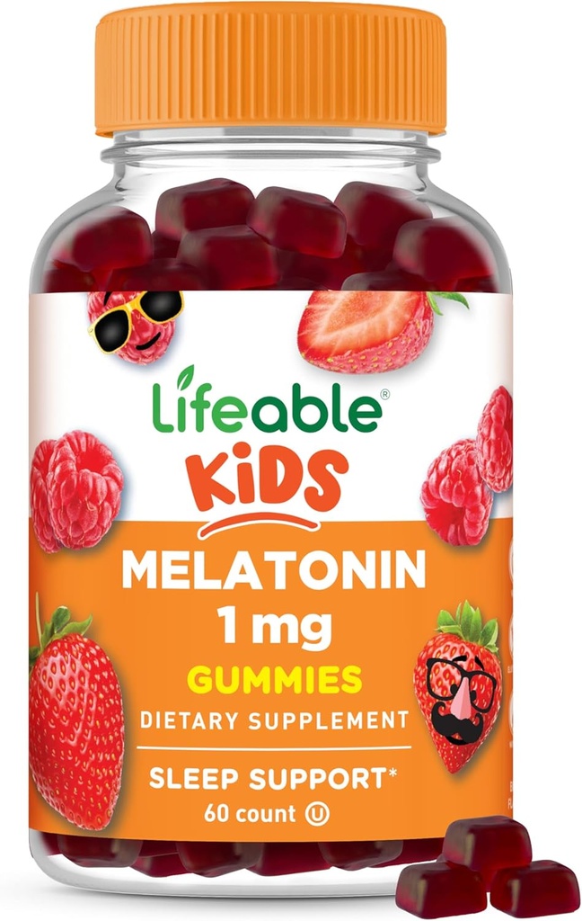 Lifeable Melatonin 1 mg | Melatonin Gummies Kids | Great Tasting Sleep Aid for Kids | Vegetarian Sleep Supplement | Helps Falling and Staying Asleep | for Children, Teen, and Toddler | 60 Gummies