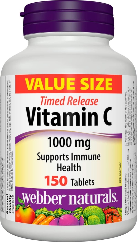 [BRSW2H36AQPAKFDZ] Webber Naturals Vitamin C Timed Release 1000mg, 150 tabs