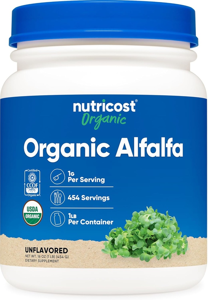 Nutricost Organic Alfalfa Powder 1LB - USDA Certified 100% Organic, Vegetarian, Non-GMO, Gluten Free