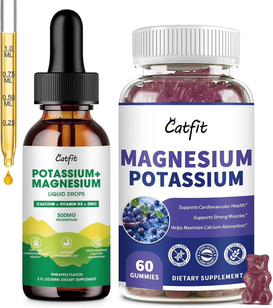 Potassium Magnesium Supplement,Magnesium Potassium Complex Supplement,Sugar Free & Vegan,Immune Support,Calm Mood & Sleep Support,Muscle Health