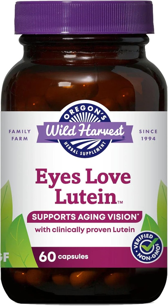 Oregon's Wild Harvest Eyes Love Lutein™ Capsules, Non-GMO Organic Herbal Supplements, 60 Count