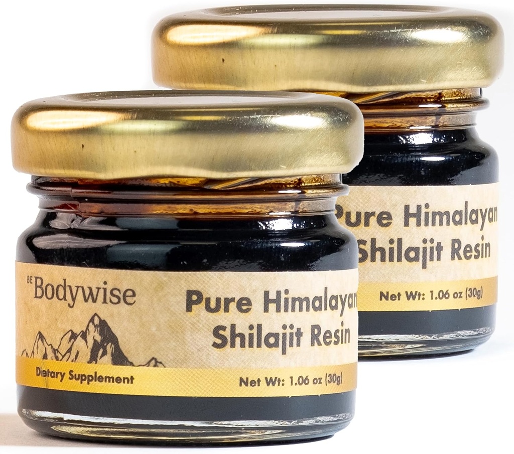 Be Bodywise Pure Himalayan Organic Shilajit Resin - Pack of 2 I Lab Tested I 100% Authentic & Natural I 75%+ Fulvic Acid & 85+ Trace Minerals | Heavy Metal Free I for Men & Women I 600 mg I 60 gm.