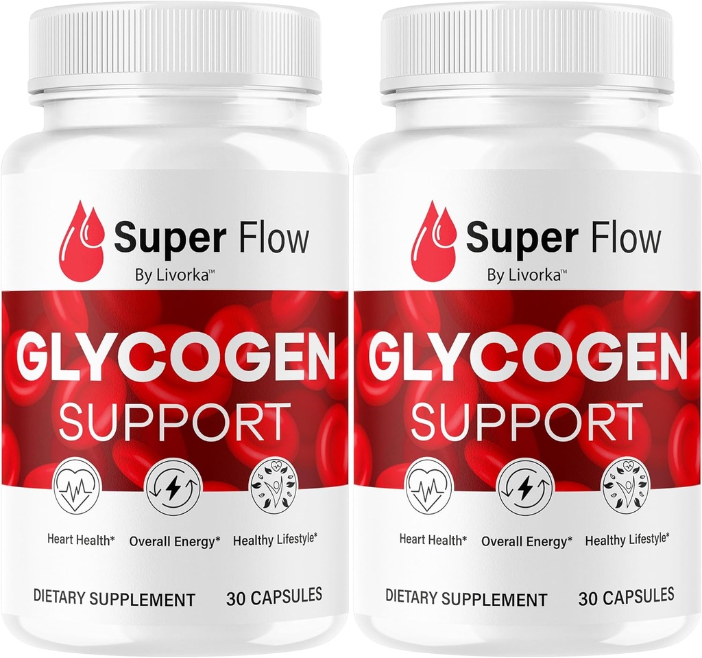 (2 Pack) Super Flow Glycogen - SuperFlow Glycogen Support Capsules, Super Flow, Glycogen Support Super Flow, Official SupperFlow Glycogen Support, Super Flow Glyco Optimizer, 60 Capsules for 2 Months