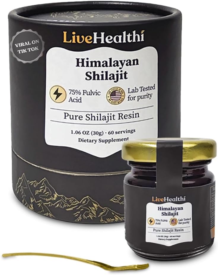 Pure Himalayan Shilajit Resin - 75 Servings for Energy Boost & Immune Support – Organic Shilajit Contains 85+ Trace Minerals and 75percent+ Fulvic Acid, with Lab Test Report (30g)