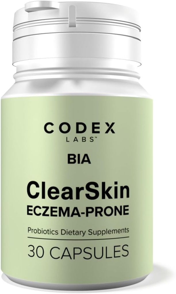 Codex Labs BIA Eczema Probiotic – 30 Capsules | Synbiotic for Eczema-Prone Skin with Clinically Proven Probiotics & Prebiotic Blueberry | Gut-Skin Barrier & Immune Support | 30-Day Supply